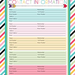 Very Good Free Printable Emergency Contact Sheet Should Mopping The Floor Information Binder Template List