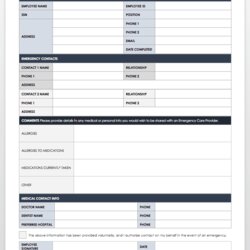 Perfect Free Contact List Templates Emergency Form Employee Template Word Sites