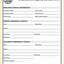 Champion Free Emergency Contact Form Template For Employees Of Best Employee Printable Astounding Information