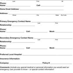 Splendid Emergency Contact Template Free Download Customize And Print Form Forms