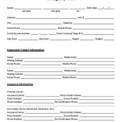 Worthy Emergency Form Contact Business Personal Use Medical Daycare Forms Consent History Information