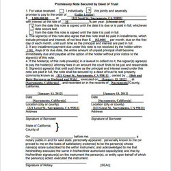 Outstanding Loan Promissory Note Form Real Estate Secured By Of Trust