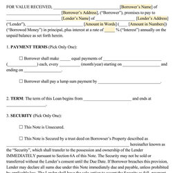Great Free Secured Promissory Note Templates Word Form Interest California