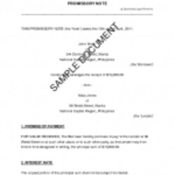 Promissory Note Sample Real Estate Forms