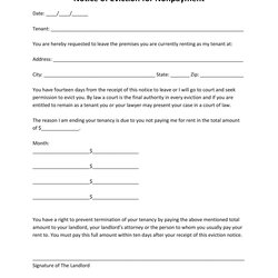 Perfect Free Printable Eviction Notice Templates Of For Nonpayment