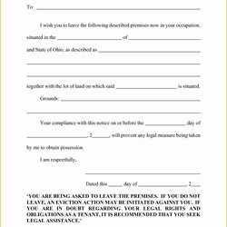 Swell Free Eviction Notice Template Of Best Florida Form Printable Blank Ohio Letter Templates Via Oregon