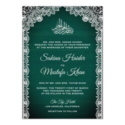 Exceptional Vintage Rustic Lace Teal Green Islamic Wedding Invitation