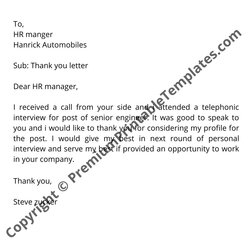 Champion Thank You Letter After Interview Editable Premium Printable Templates First