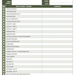 Smashing Event Planning Checklist Template Excel Collection Venue