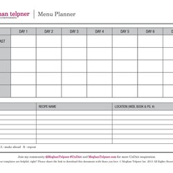 Excellent Daily Meal Planning Template Collection Plan