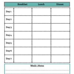 Great Free Meal Planning Templates Word Weekly Plan