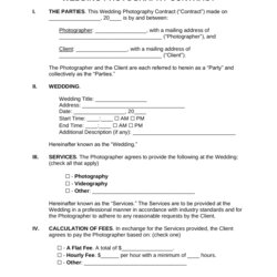 Cool Free Wedding Photography Contract Template Word