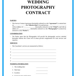 Photographer Contract Template Free Wedding Photography