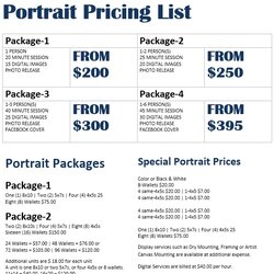 Sublime Free Sample Wedding Photography Price List Templates Printable Samples Template Word Pricing Packages