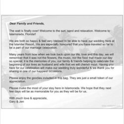 Cool Wedding Welcome Letter Examples Format Sample Destination Letters Templates Now