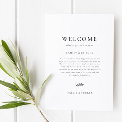 Printable Wedding Welcome Letter Bag Hotel Card Template