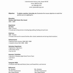 The Highest Quality First Job Resume Template In Examples Objective Templates Good School High