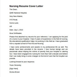 Admirable Free Sample Nursing Cover Letter Templates In Template Simple