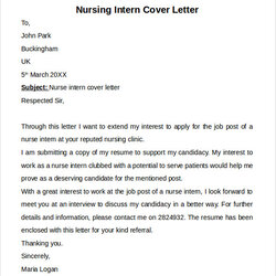 Free Nursing Cover Letter Templates In Ms Word Intern Sample Template