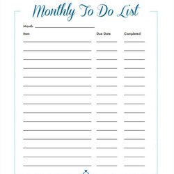 Perfect Free Monthly List Samples In Do Lists To