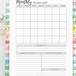 Excellent Things To Your Monthly Do List Free Printable Checklist Organized