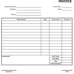 Splendid Printable Blank Invoice Template Sales And Service Invoices Receipt Letterhead