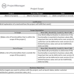 Preeminent Project Scope Template For Word Free Download