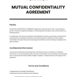 Exceptional Mutual Agreement Contract Template Confidentiality Copy