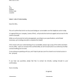 High Quality Letter Of Understanding Template Templates At