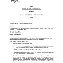 Fantastic Mutual Understanding Agreement Template Printable Documents Memorandum