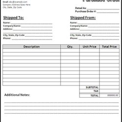 Fantastic Simple Purchase Order Form Excel Templates Invoice