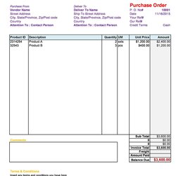Supreme Free Purchase Order Templates In Word Excel Conditions Microsoft