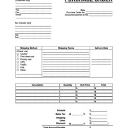 Purchase Order Form Example