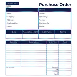 Best Free Printable Purchase Order Template Form