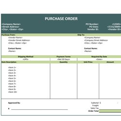 High Quality Free Purchase Order Templates In Word Excel Mapping
