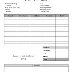 Superior Purchase Order Template Free Download Templates Printable
