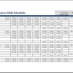 Superior Employee Shift Schedule Template Ms Excel Templates Weekly Monthly Hour Schedules Work Examples