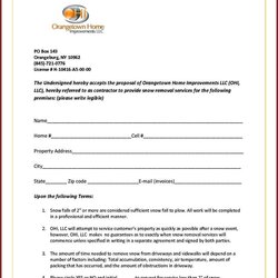 Fantastic Snow Removal Contract Template Sample