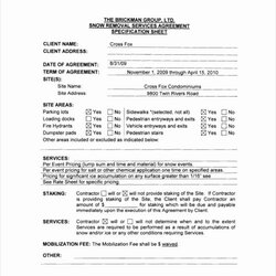 Snow Removal Contract Template Unique Free Plowing Contracts Plow Docs
