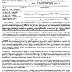Superlative Free Snow Removal Contract Templates Word Template Page