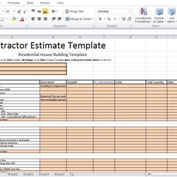 Wonderful Construction Estimate Template Free Download In Excel Contractor
