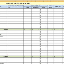 Supreme Construction Project Cost Estimate Template Excel Spreadsheet Example Estimating Templates