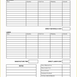 High Quality Free Construction Estimate Template Of Printable Job Forms Blank Proposal Bid