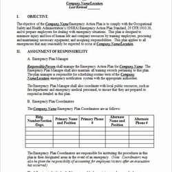 Fine Emergency Operations Plan Template Letter Example Action Excel Word Source