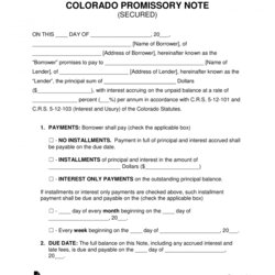 Swell Editable Free Colorado Secured Promissory Note Template Word Mortgage For Car Loan Scaled