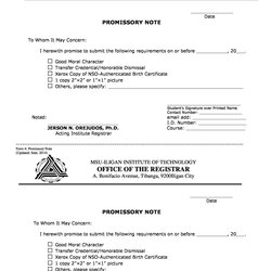 Eminent Free Promissory Note Templates Forms Word Template Sample School Honorable Dismissal