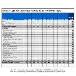 Matchless Profit And Loss Statement Templates Forms Template Monthly Yearly Kb
