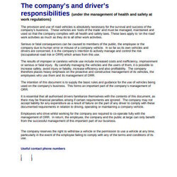 Sterling Free Company Vehicle Policy Templates In Ms Word Google Template Driver Generic