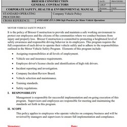 Eminent Free Company Vehicle Policy Template Word Excel Construction