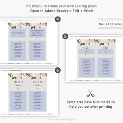 Worthy Table Name Cards Printable Templates Floral Wedding Neutral Ireland